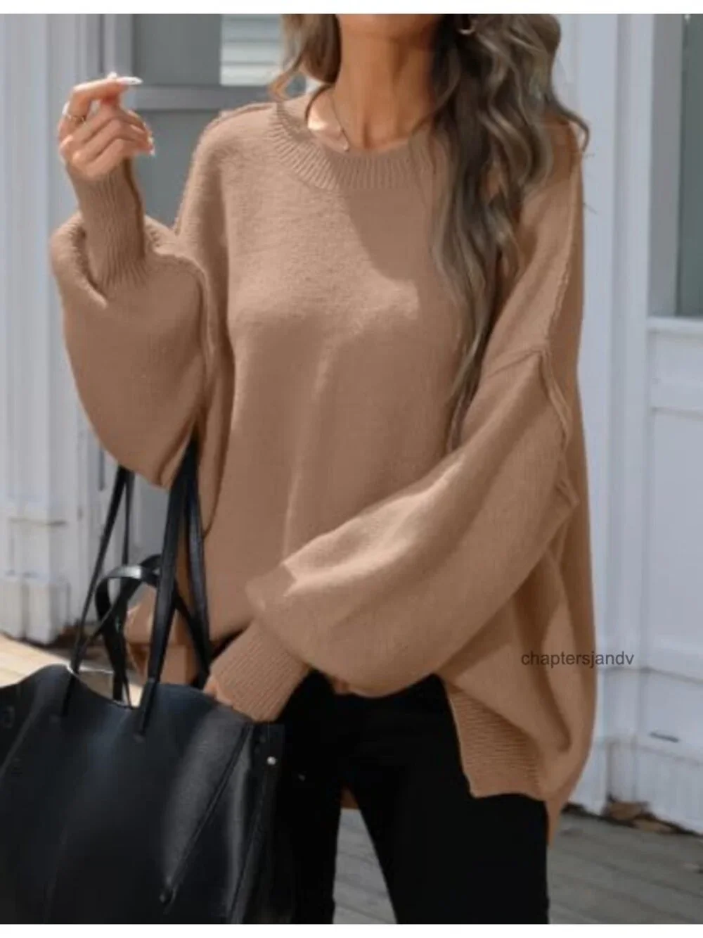 Oversized Batwing Sweater Acrylic Polyamide Pullover Knit Top